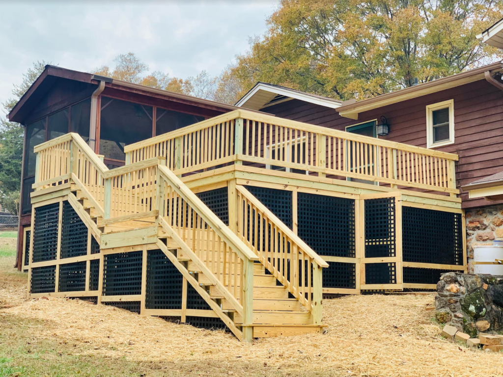 Custom Deck large staircase under decking in easley south carolina
